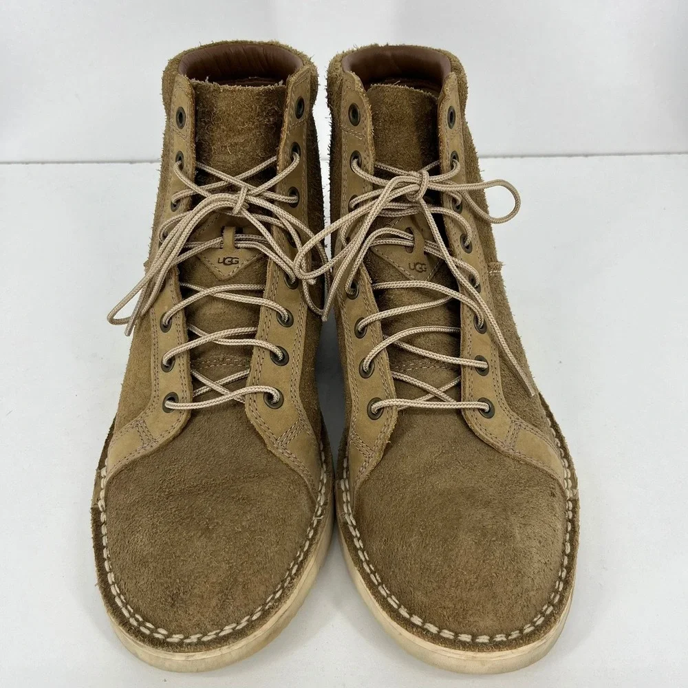 UGG Mens Suede Lace Up Boots Brown Treadlite Size 10 Leather